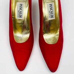 Pancaldi 1888 Vintage Red Fabric High Heels Dress Shoes 7 AA Made in Italy